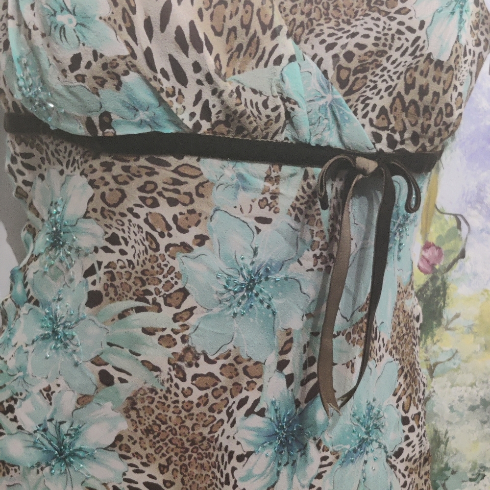 Turquoise And Leopard Print Tank - image 2